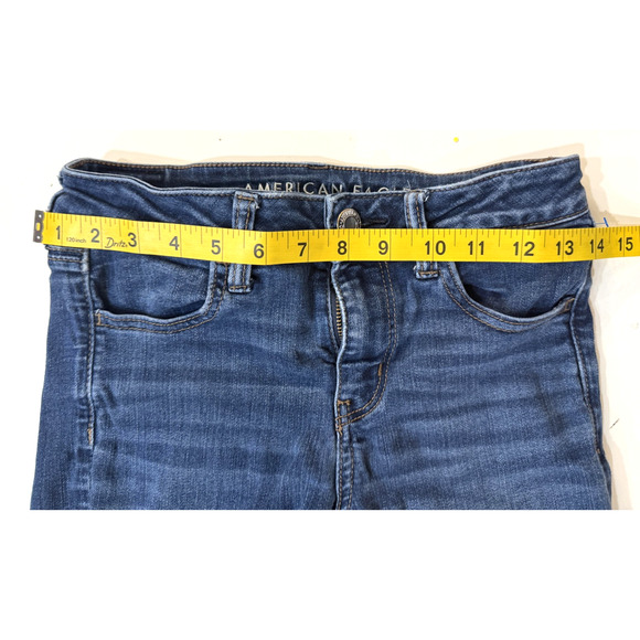 American Eagle Jeans Womens 4 Blue Next Level Stretch Skinny Denim Distressed - Picture 7 of 9